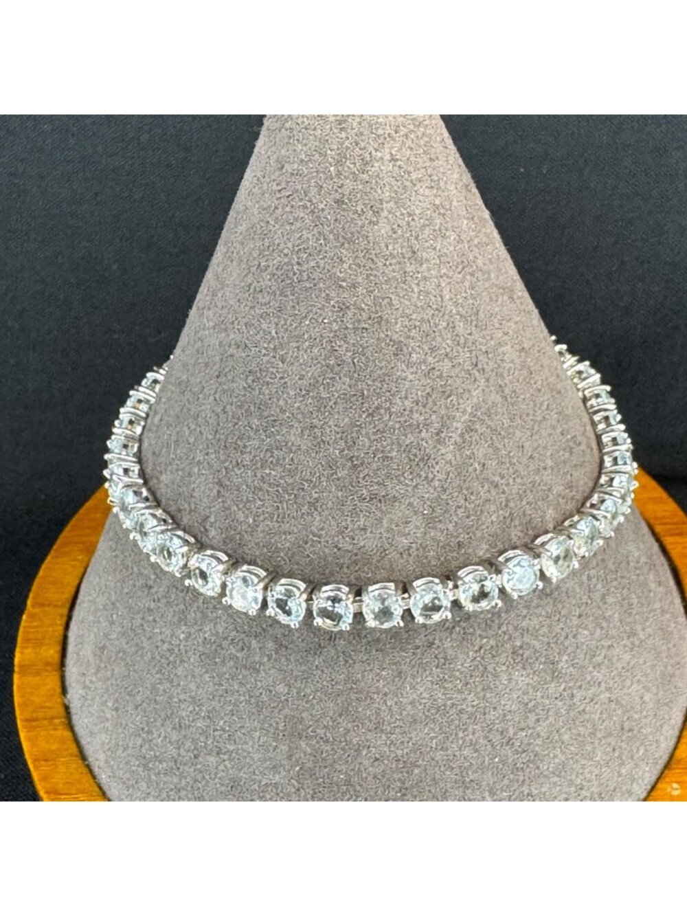 VTG Solid Sterling Silver 925 Cubic Zirconia Tennis Bracelet Size 7" Length